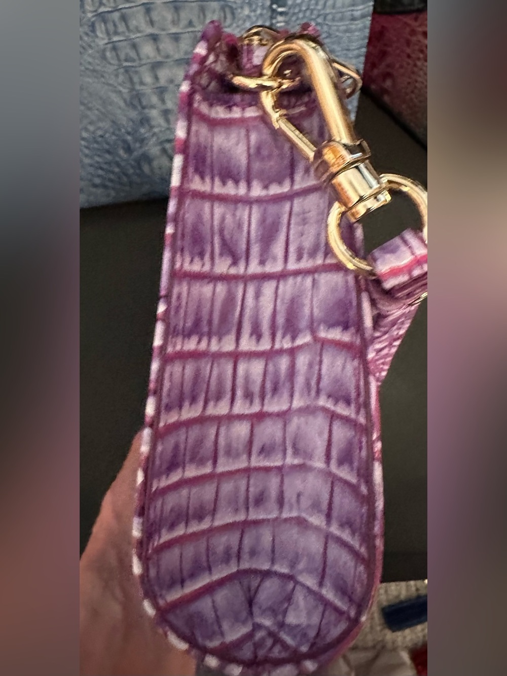 SALE Brahmin Boysenberry Daisy Purple Croc-Embossed Leather Wristlet NWOT - Picture 5 of 9